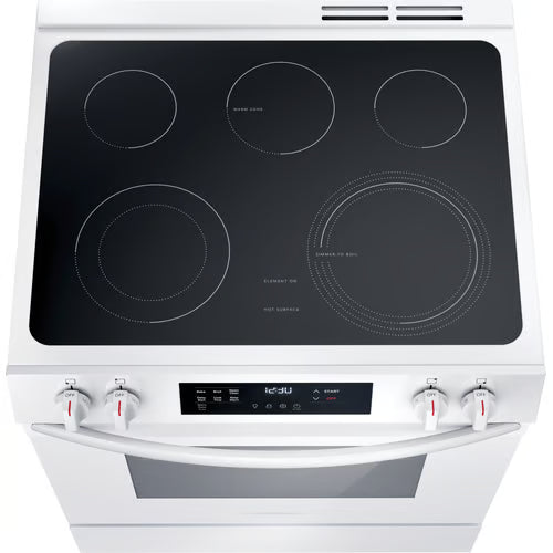 30 in. 5-Burner Element Slide-In Front Control Electric Range with Steam Clean in White