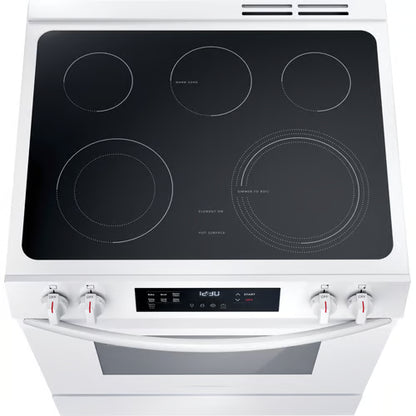 30 in. 5-Burner Element Slide-In Front Control Electric Range with Steam Clean in White OUTLET