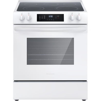 30 in. 5-Burner Element Slide-In Front Control Electric Range with Steam Clean in White OUTLET