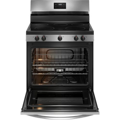 30 in. 5 Burner Element Freestanding Electric Range in Stainless Steel with Dual Expandable Element and Quick Boil