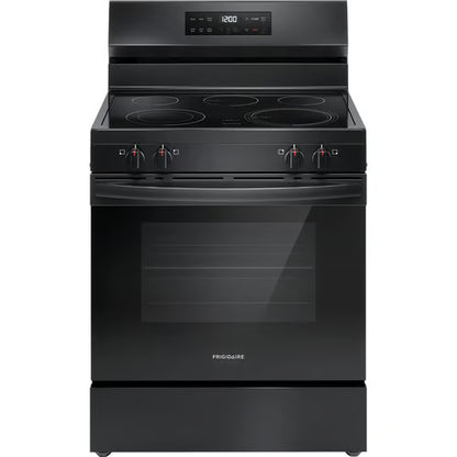 30 in. 5 Burner Element Freestanding Electric Range in Black with EvenTemp and Steam Clean