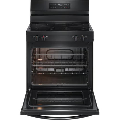 30 in. 5 Burner Element Freestanding Electric Range in Black with EvenTemp and Steam Clean