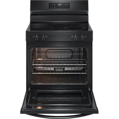 30 in. 5 Burner Element Freestanding Electric Range in Black with EvenTemp and Steam Clean