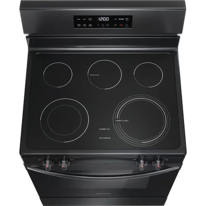 30 in. 5 Burner Element Freestanding Electric Range in Black with EvenTemp and Steam Clean