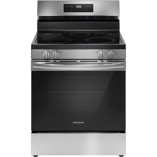 30 in. 5 Burner Element Freestanding Electric Range in Stainless Steel with EvenTemp and Steam Clean