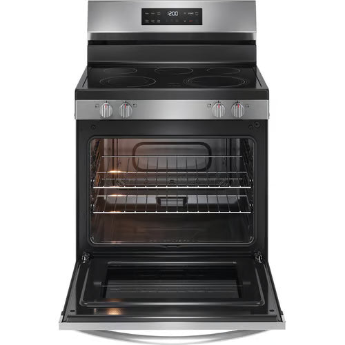 30 in. 5 Burner Element Freestanding Electric Range in Stainless Steel with EvenTemp and Steam Clean