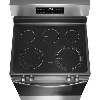 30 in. 5 Burner Element Freestanding Electric Range in Stainless Steel with EvenTemp and Steam Clean