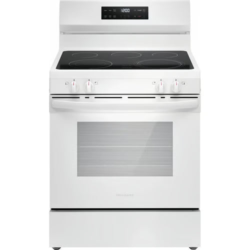 30 in. 5 Burner Element Freestanding Electric Range in White with EvenTemp and Steam Clean
