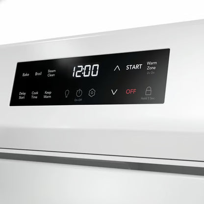 30 in. 5 Burner Element Freestanding Electric Range in White with EvenTemp and Steam Clean