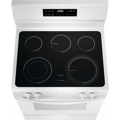 30 in. 5 Burner Element Freestanding Electric Range in White with EvenTemp and Steam Clean