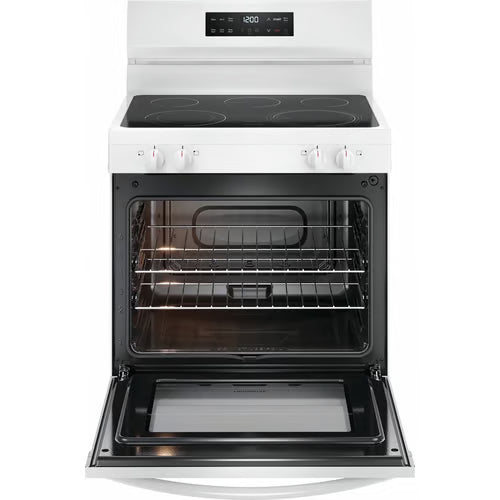 30 in. 5 Burner Element Freestanding Electric Range in White with EvenTemp and Steam Clean