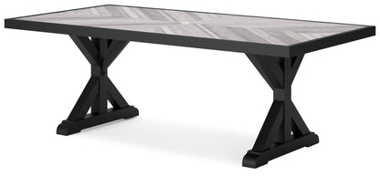 Beachcroft - Rectangular Dining Table With Umbrella Option - Black / Light Gray