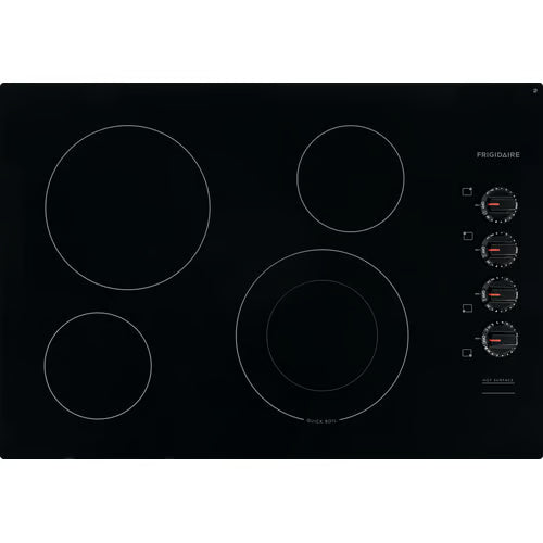 30 in. Electric Cooktop in Black with 4 Burner Elements, including Quick Boil Burner & Ceramic Glass Surface