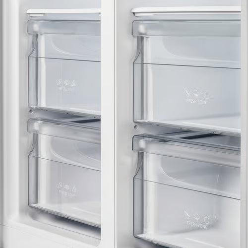 Salerno 15.6 cu. ft., 33 in. Freestanding Side-By-Side White Refrigerator with Antique Brass Handles