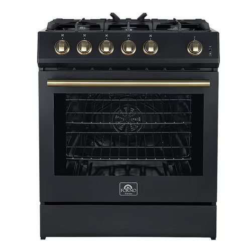 Leonardo Espresso 30 in. Black Slide-in Gas Range 5-Burners