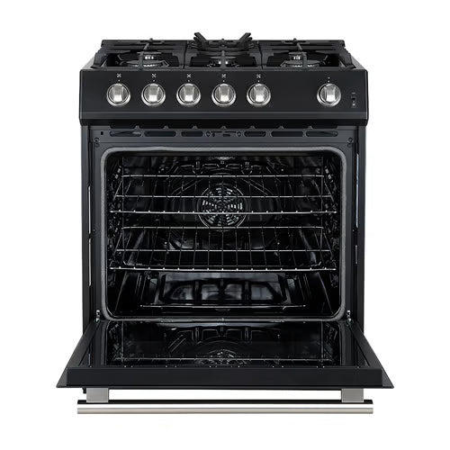 Leonardo Espresso 30 in. Black Slide-in Gas Range 5-Burners