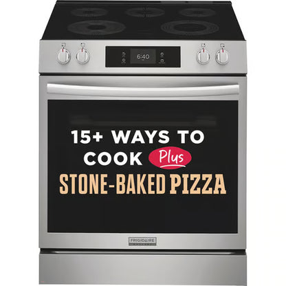 Cocina eléctrica empotrable Gallery de 30 pulgadas y 5 quemadores en acero inoxidable resistente a las manchas con pizza horneada en piedra