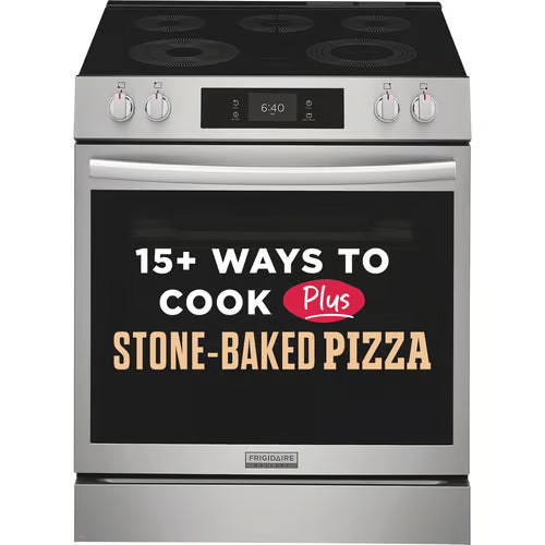 Gallery 30 in. 5-Burner Slide-In Electric Range in Smudge-Proof Stainless Steel with Stone-Baked Pizza