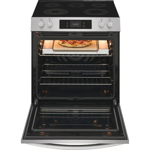 Gallery 30 in. 5-Burner Slide-In Electric Range in Smudge-Proof Stainless Steel with Stone-Baked Pizza