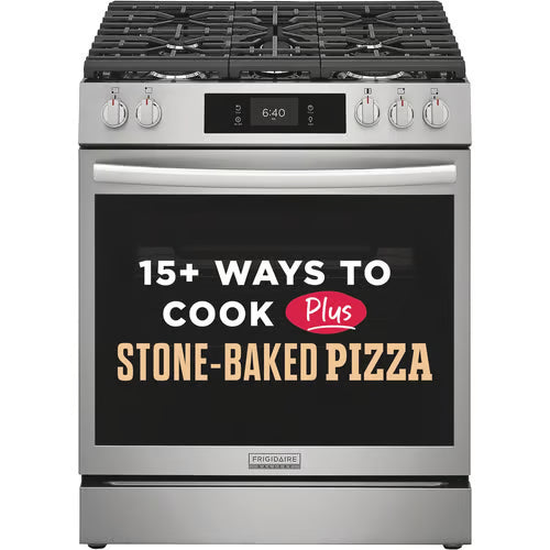 Gallery 30 in. 5-Burner Slide-In Gas Range in Smudge-Proof Stainless Steel with Stone-Baked Pizza