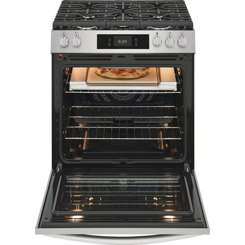 Gallery 30 in. 5-Burner Slide-In Gas Range in Smudge-Proof Stainless Steel with Stone-Baked Pizza