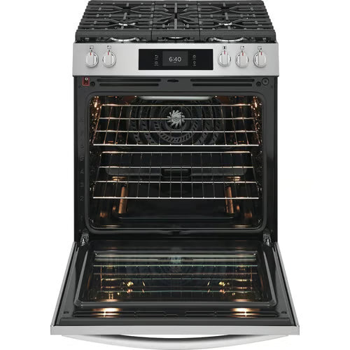 Gallery 30 in. 5-Burner Slide-In Gas Range in Smudge-Proof Stainless Steel with Stone-Baked Pizza