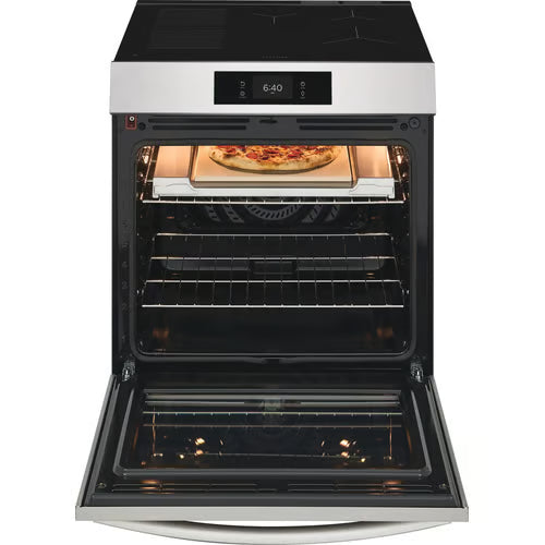 Gallery 30 in. 5-Burner Freestanding Induction Range in Smudge-Proof Stainless Steel with Stone-Baked Pizza