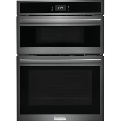 Horno de pared eléctrico empotrable Gallery de 30 pulgadas y microondas combinado con convección total, acero inoxidable negro resistente a las manchas