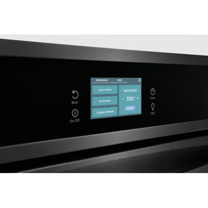 Horno de pared eléctrico empotrable Gallery de 30 pulgadas y microondas combinado con convección total, acero inoxidable negro resistente a las manchas
