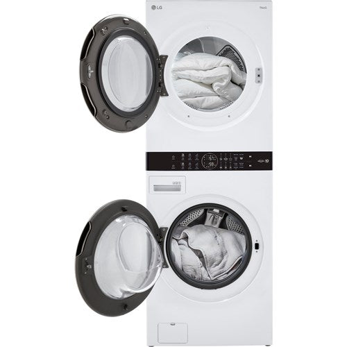 WashTower Stacked SMART Laundry Center 4.5 Cu.Ft. Front Load Washer & 7.4 Cu.Ft. Electric Dryer in White