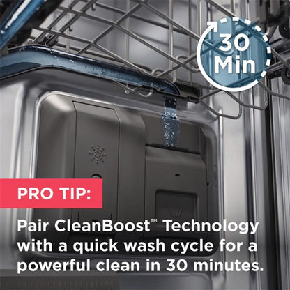 Lavavajillas de tina alta empotrable con control superior de 24 pulgadas, de acero inoxidable, con 7 ciclos y CleanBoost