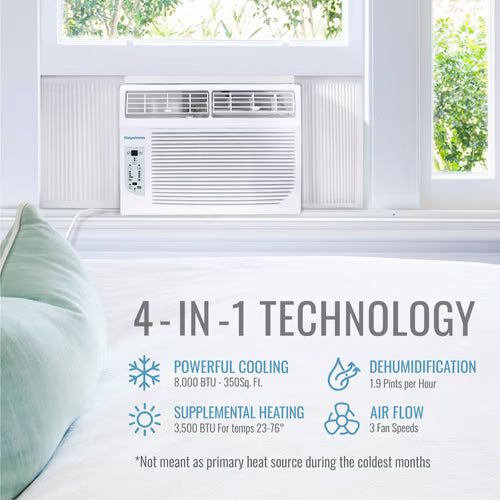 8, 000 BTU Heat and Cool Window Air Conditioner, R32
