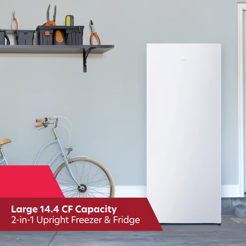 13.6 CF Upright Freezer, Convertible, Garage Ready - White