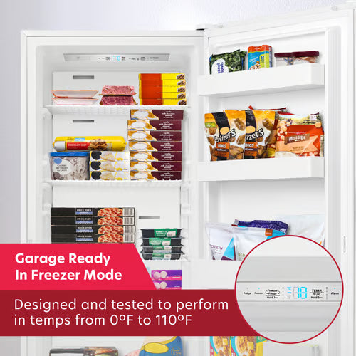 13.6 CF Upright Freezer, Convertible, Garage Ready - White