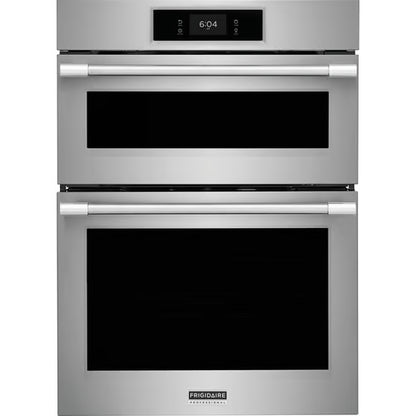 Horno de pared eléctrico profesional de 30 pulgadas y microondas combinado en acero inoxidable con convección total y freidora de aire.
