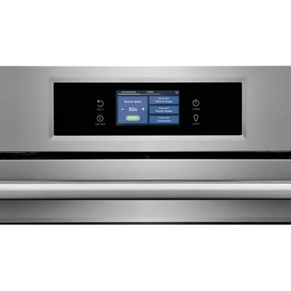 Horno de pared eléctrico profesional de 30 pulgadas y microondas combinado en acero inoxidable con convección total y freidora de aire.