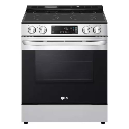 30 in. 6.3 cu. ft. Single Oven Slide-In Electric Range with 5 Burner Elements in Stainless Steel OUTLET