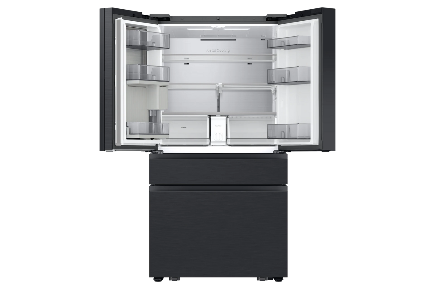 Bespoke 36" 29 cu. ft. Standard Depth Charcoal Glass Black/Charcoal 4-Door French Door Refrigerator with AI Family Hub+