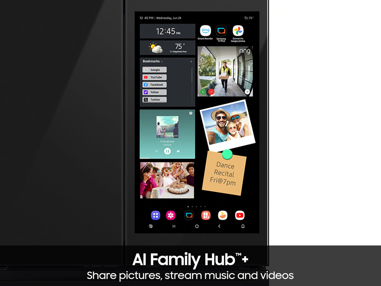 Bespoke 36" 29 cu. ft. Standard Depth Charcoal Glass Black/Charcoal 4-Door French Door Refrigerator with AI Family Hub+