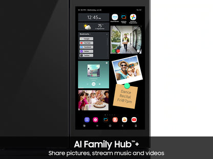 Bespoke 36" 29 cu. ft. Standard Depth Charcoal Glass Black/Charcoal 4-Door French Door Refrigerator with AI Family Hub+