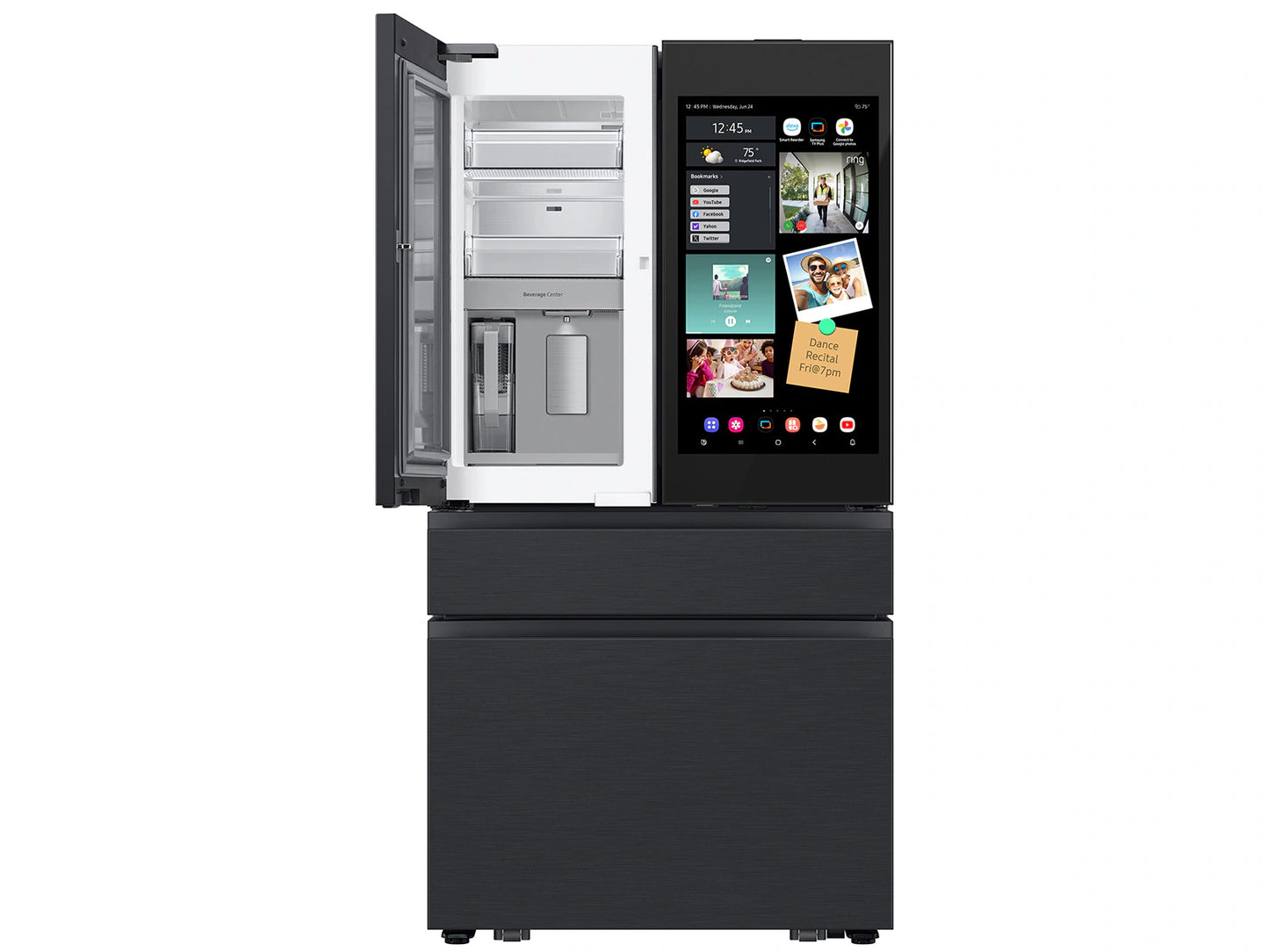Bespoke 36" 29 cu. ft. Standard Depth Charcoal Glass Black/Charcoal 4-Door French Door Refrigerator with AI Family Hub+