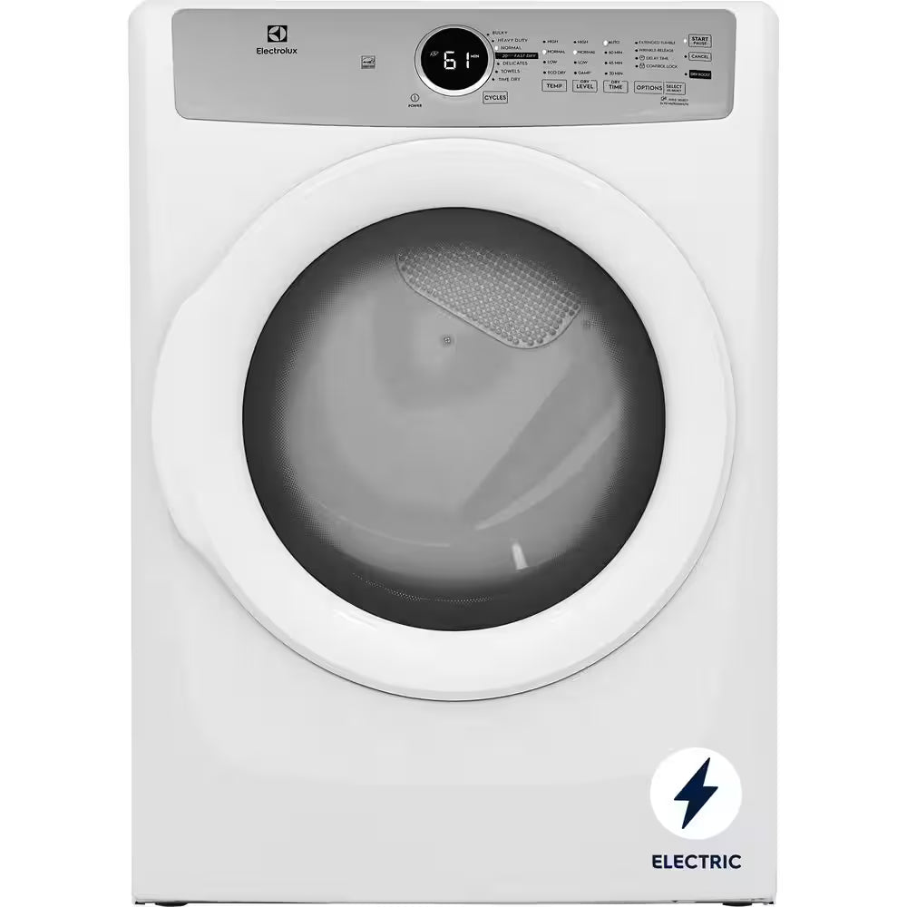 8 cu. ft. Electric Dryer Front Load in White OUTLET