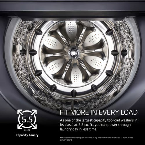 5.5 cu. ft. SMART Top Load Washer in Matte Black with Impeller, Easy Unload and TurboWash3D Technology
